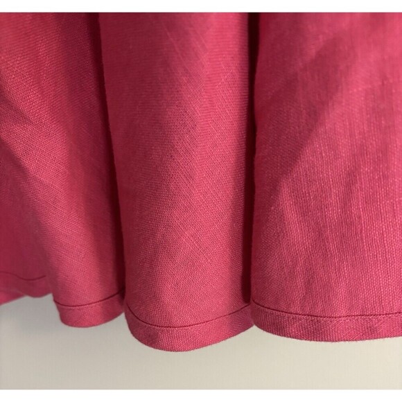 LAUREN RALPH LAUREN Fit & Flare Pink Linen Skirt Women 14 Zip Lined Knee Length - Picture 7 of 11